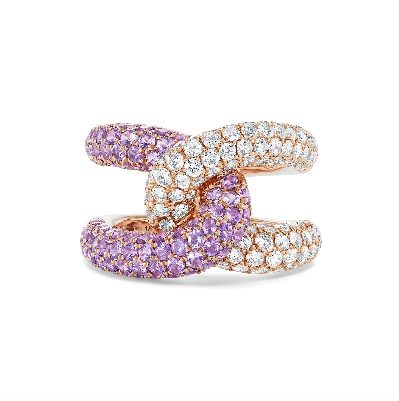 diamond halo rings for women-Intertwin Ring Diamond & Amethyst