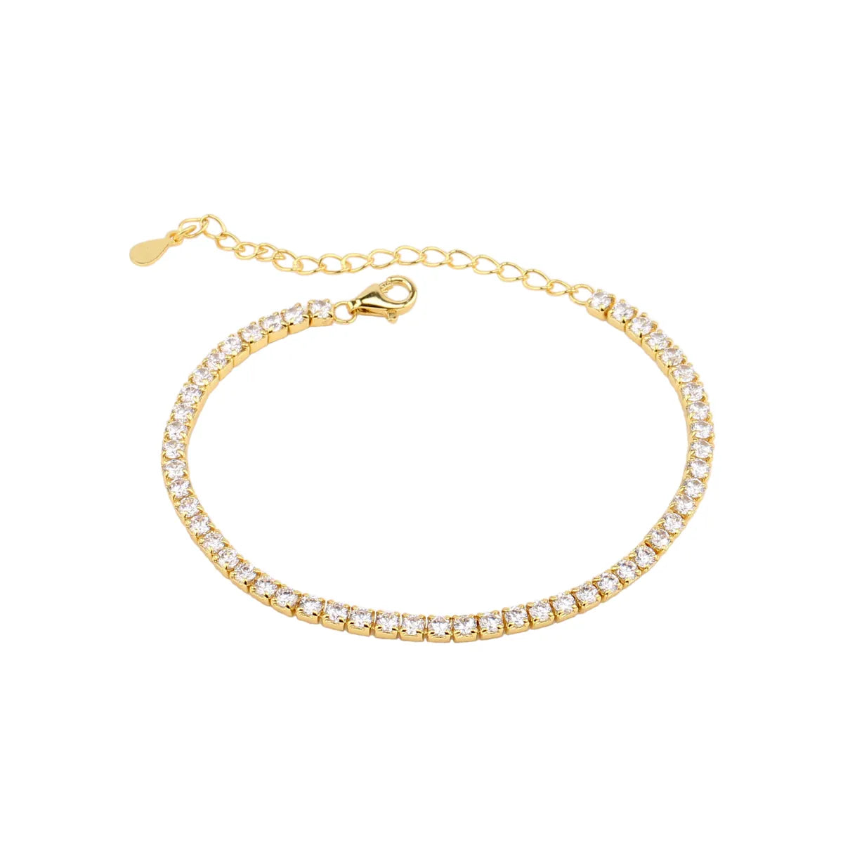 gold bracelets for women-Elegant Solid Color Sterling Silver Zircon Tennis Bracelet In Bulk