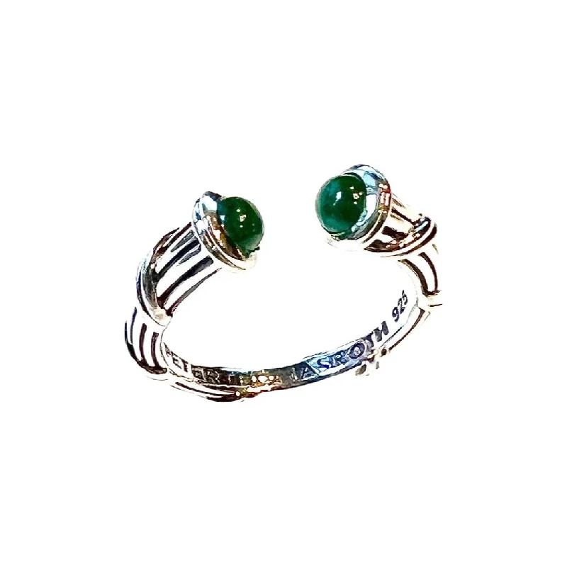 minimal rings for women-Luna Stack Ring in sterling silver with malachite