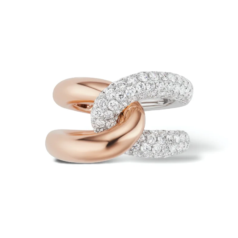 adjustable gold rings for women-Intertwin Ring 18k Rose Gold & Diamond