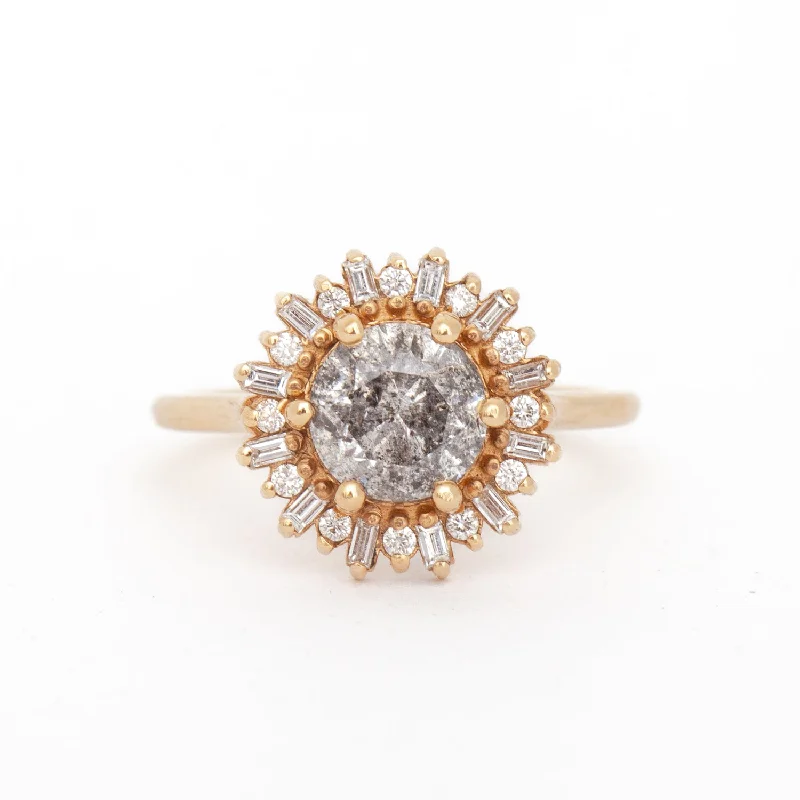 vintage gold rings for women-1.50 ct Salt & Pepper Diamond Arielle Ring