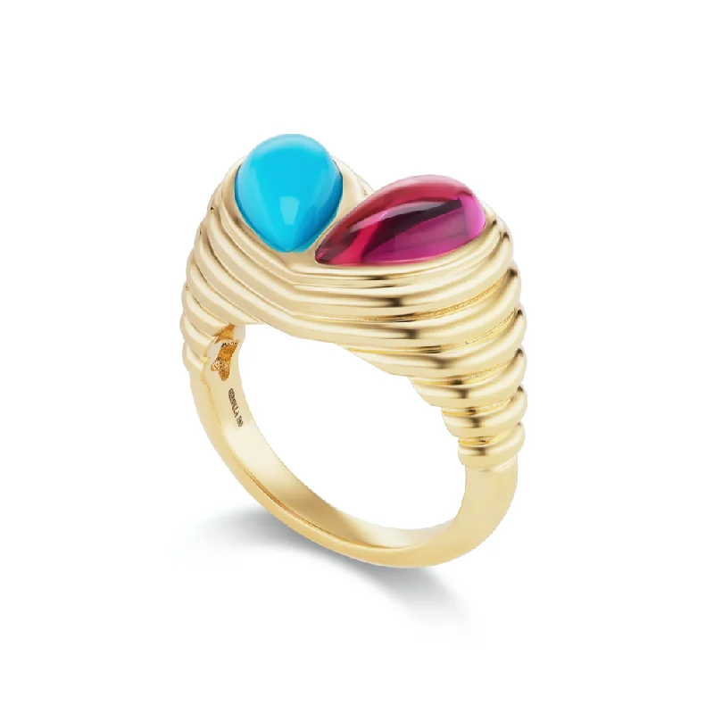 simple gold rings for women-Jumbo Sweetheart Ring Turquoise & Rubellite