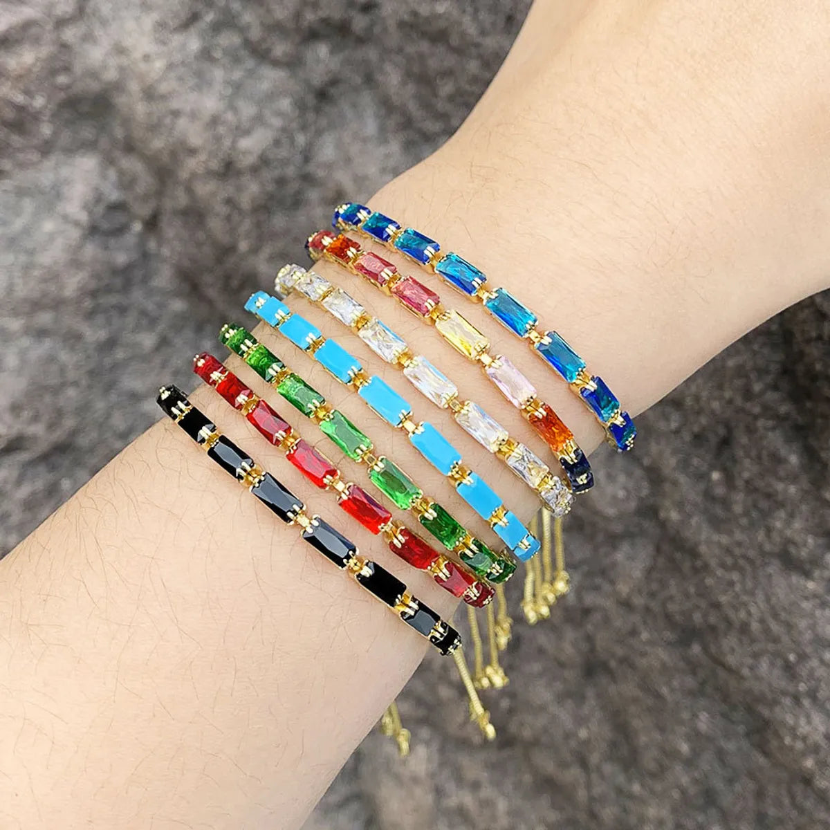 elegant bracelets for women-Fashion Colorful Copper Inlay Zircon Bracelets 1 Piece