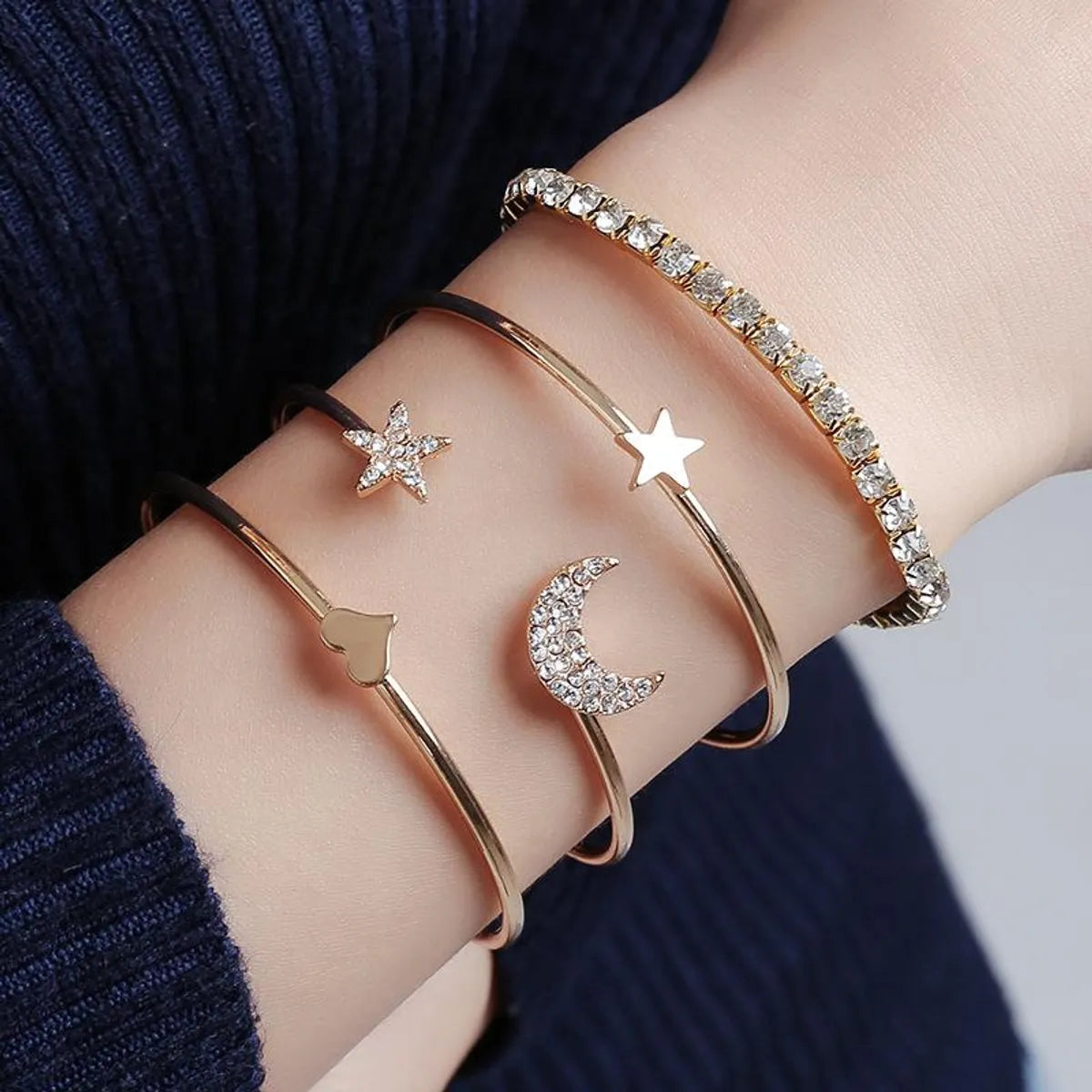 beaded bracelets for women-Fashion Star Alloy Plating Artificial Rhinestones Women's