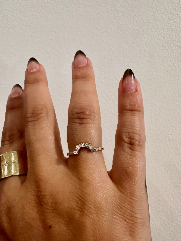 cocktail rings for women-BAGUETTE DIAMOND STARBURST BAND